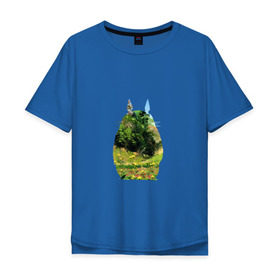 Мужская футболка хлопок Oversize с принтом Тоторо в Екатеринбурге, 100% хлопок | свободный крой, круглый ворот, “спинка” длиннее передней части | art | hayao miyazaki | mei kusakabe | tonari no totoro | берлога | лапа | лес | мой сосед тоторо | хаяо миядзаки