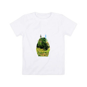 Детская футболка хлопок с принтом Тоторо в Екатеринбурге, 100% хлопок | круглый вырез горловины, полуприлегающий силуэт, длина до линии бедер | art | hayao miyazaki | mei kusakabe | tonari no totoro | берлога | лапа | лес | мой сосед тоторо | хаяо миядзаки