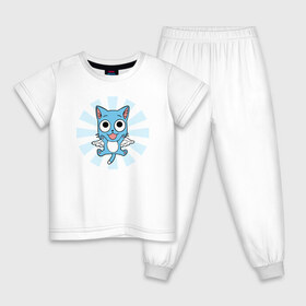Детская пижама хлопок с принтом Happy в Екатеринбурге, 100% хлопок |  брюки и футболка прямого кроя, без карманов, на брюках мягкая резинка на поясе и по низу штанин
 | Тематика изображения на принте: cat | fairy tail | китай | кот | нацу | хвост феи