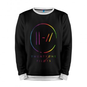 Мужской свитшот 3D с принтом TWENTY ONE PILOTS TOP в Екатеринбурге, 100% полиэстер с мягким внутренним слоем | круглый вырез горловины, мягкая резинка на манжетах и поясе, свободная посадка по фигуре | Тематика изображения на принте: 21 pilots | 21p | music | rock | top | trench | twenty one pilots | группа | музыка | рок