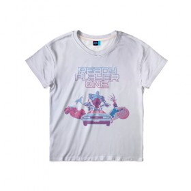Детская футболка 3D с принтом Ready Player One - delorean в Екатеринбурге, 100% гипоаллергенный полиэфир | прямой крой, круглый вырез горловины, длина до линии бедер, чуть спущенное плечо, ткань немного тянется | Тематика изображения на принте: 