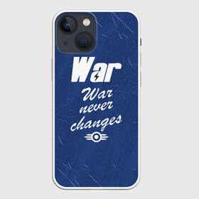 Чехол для iPhone 13 mini с принтом WAR NEVER CHANGES в Екатеринбурге,  |  | Тематика изображения на принте: 101 | 111 | 76 | atom cats | bethesda | brotherhood of steel | fallout | nuka cola | outcast | tunnel snakes | vault | war | братство стали | бункер | война | убежище | фолаут | фоллаут | ядеркола