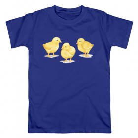 Мужская футболка хлопок с принтом Цыплята в Екатеринбурге, 100% хлопок | прямой крой, круглый вырез горловины, длина до линии бедер, слегка спущенное плечо. | Тематика изображения на принте: животные | курица | мими | прелесть | птицы | утки | цыпа | цыплята