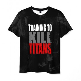 Мужская футболка 3D с принтом Training to kill ttans в Екатеринбурге, 100% полиэфир | прямой крой, круглый вырез горловины, длина до линии бедер | 