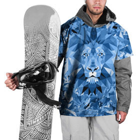 Накидка на куртку 3D с принтом Сине-бело-голубой лев в Екатеринбурге, 100% полиэстер |  | fczp | spb | zenit | белый | геометрия | зенит | питер | санкт петербург | синий | спб | треугольники