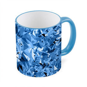 Кружка 3D с принтом Сине-бело-голубой лев в Екатеринбурге, керамика | ёмкость 330 мл | fczp | spb | zenit | белый | геометрия | зенит | питер | санкт петербург | синий | спб | треугольники