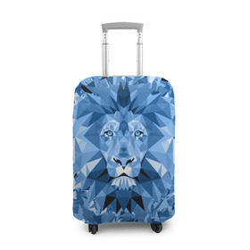 Чехол для чемодана 3D с принтом Сине-бело-голубой лев в Екатеринбурге, 86% полиэфир, 14% спандекс | двустороннее нанесение принта, прорези для ручек и колес | Тематика изображения на принте: fczp | spb | zenit | белый | геометрия | зенит | питер | санкт петербург | синий | спб | треугольники