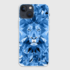 Чехол для iPhone 13 mini с принтом Сине бело голубой лев в Екатеринбурге,  |  | fczp | spb | zenit | белый | геометрия | зенит | питер | санкт петербург | синий | спб | треугольники