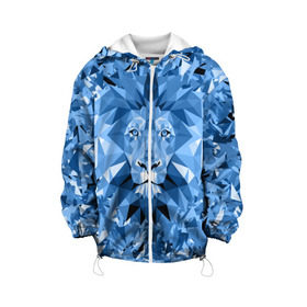 Детская куртка 3D с принтом Сине-бело-голубой лев в Екатеринбурге, 100% полиэстер | застежка — молния, подол и капюшон оформлены резинкой с фиксаторами, по бокам — два кармана без застежек, один потайной карман на груди, плотность верхнего слоя — 90 г/м2; плотность флисового подклада — 260 г/м2 | Тематика изображения на принте: fczp | spb | zenit | белый | геометрия | зенит | питер | санкт петербург | синий | спб | треугольники