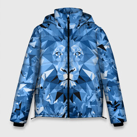 Мужская зимняя куртка 3D с принтом Сине-бело-голубой лев в Екатеринбурге, верх — 100% полиэстер; подкладка — 100% полиэстер; утеплитель — 100% полиэстер | длина ниже бедра, свободный силуэт Оверсайз. Есть воротник-стойка, отстегивающийся капюшон и ветрозащитная планка. 

Боковые карманы с листочкой на кнопках и внутренний карман на молнии. | Тематика изображения на принте: fczp | spb | zenit | белый | геометрия | зенит | питер | санкт петербург | синий | спб | треугольники