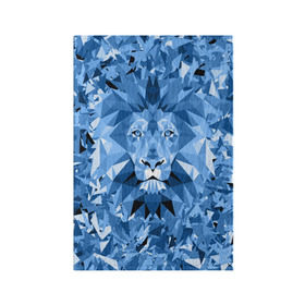 Обложка для паспорта матовая кожа с принтом Сине-бело-голубой лев в Екатеринбурге, натуральная матовая кожа | размер 19,3 х 13,7 см; прозрачные пластиковые крепления | Тематика изображения на принте: fczp | spb | zenit | белый | геометрия | зенит | питер | санкт петербург | синий | спб | треугольники