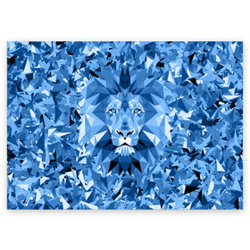Поздравительная открытка с принтом Сине-бело-голубой лев в Екатеринбурге, 100% бумага | плотность бумаги 280 г/м2, матовая, на обратной стороне линовка и место для марки
 | fczp | spb | zenit | белый | геометрия | зенит | питер | санкт петербург | синий | спб | треугольники