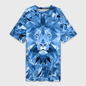 Платье-футболка 3D с принтом Сине бело голубой лев в Екатеринбурге,  |  | fczp | spb | zenit | белый | геометрия | зенит | питер | санкт петербург | синий | спб | треугольники