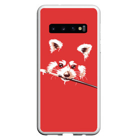 Чехол для Samsung Galaxy S10 с принтом Красная панда в Екатеринбурге, Силикон | Область печати: задняя сторона чехла, без боковых панелей | енот | кисть | лиса | малая панда | художник