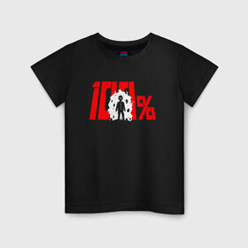 Детская футболка хлопок с принтом 100 в Екатеринбурге, 100% хлопок | круглый вырез горловины, полуприлегающий силуэт, длина до линии бедер | anime | mob psycho 100 | shigeo kageyama | аниме | моб психо 100