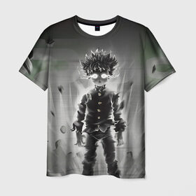 Мужская футболка 3D с принтом Mob Psycho в Екатеринбурге, 100% полиэфир | прямой крой, круглый вырез горловины, длина до линии бедер | Тематика изображения на принте: anime | mob psycho 100 | shigeo kageyama | аниме | моб психо 100