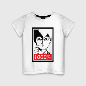 Детская футболка хлопок с принтом 1000 в Екатеринбурге, 100% хлопок | круглый вырез горловины, полуприлегающий силуэт, длина до линии бедер | anime | mob psycho 100 | shigeo kageyama | аниме | моб психо 100