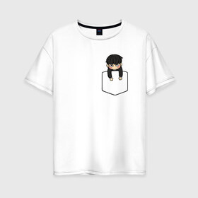 Женская футболка хлопок Oversize с принтом Моб в кармане в Екатеринбурге, 100% хлопок | свободный крой, круглый ворот, спущенный рукав, длина до линии бедер
 | anime | mob psycho 100 | shigeo kageyama | аниме | моб психо 100