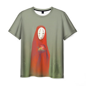 Мужская футболка 3D с принтом Унесенные призраками в Екатеринбурге, 100% полиэфир | прямой крой, круглый вырез горловины, длина до линии бедер | Тематика изображения на принте: spirited away | аниме | безликий | унесённые призраками | хаяо миядзаки