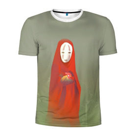 Мужская футболка 3D спортивная с принтом Унесенные призраками в Екатеринбурге, 100% полиэстер с улучшенными характеристиками | приталенный силуэт, круглая горловина, широкие плечи, сужается к линии бедра | spirited away | аниме | безликий | унесённые призраками | хаяо миядзаки