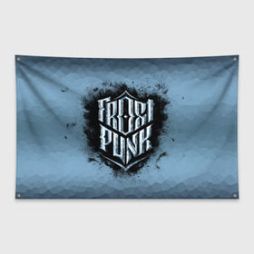 Флаг-баннер с принтом Frostpunk Logo в Екатеринбурге, 100% полиэстер | размер 67 х 109 см, плотность ткани — 95 г/м2; по краям флага есть четыре люверса для крепления | frost punk | frostpunk | фрост панк | фростпанк