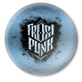 Значок с принтом Frostpunk Logo в Екатеринбурге,  металл | круглая форма, металлическая застежка в виде булавки | frost punk | frostpunk | фрост панк | фростпанк
