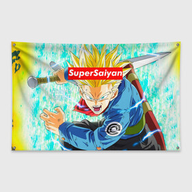 Флаг-баннер с принтом Super Saiyan в Екатеринбурге, 100% полиэстер | размер 67 х 109 см, плотность ткани — 95 г/м2; по краям флага есть четыре люверса для крепления | anime | dragon ball | аниме | гоку | драгон бол | дракона жемчуг