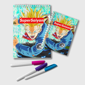 Блокнот с принтом Super Saiyan в Екатеринбурге, 100% бумага | 48 листов, плотность листов — 60 г/м2, плотность картонной обложки — 250 г/м2. Листы скреплены удобной пружинной спиралью. Цвет линий — светло-серый
 | anime | dragon ball | аниме | гоку | драгон бол | дракона жемчуг