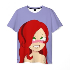 Мужская футболка 3D с принтом Redhead в Екатеринбурге, 100% полиэфир | прямой крой, круглый вырез горловины, длина до линии бедер | ahegao | anime | аниме | ахегао