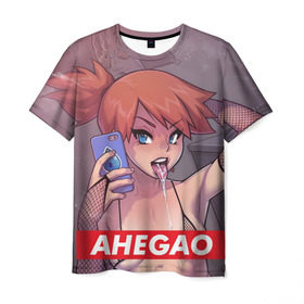 Мужская футболка 3D с принтом Poke Ahegao в Екатеринбурге, 100% полиэфир | прямой крой, круглый вырез горловины, длина до линии бедер | ahegao | anime | pokemon | аниме | ахегао | покемон