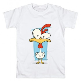 Мужская футболка хлопок с принтом Петух в Екатеринбурге, 100% хлопок | прямой крой, круглый вырез горловины, длина до линии бедер, слегка спущенное плечо. | курица | курочка | мультяшная | мультяшный | петушок | птица