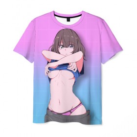 Мужская футболка 3D с принтом anime girl в Екатеринбурге, 100% полиэфир | прямой крой, круглый вырез горловины, длина до линии бедер | anime | girl | аниме | девочка