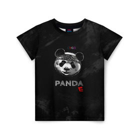 Детская футболка 3D с принтом Cygo - panda E в Екатеринбурге, 100% гипоаллергенный полиэфир | прямой крой, круглый вырез горловины, длина до линии бедер, чуть спущенное плечо, ткань немного тянется | Тематика изображения на принте: cygo | panda e | rap | бандана | гепард | голова | леонид вакальчук | медведь | мы бежим с тобой как будто от гепарда | надпись | панда е | реп | репер | рэп | рэпер | сайго | суго | цуго