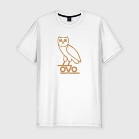 Мужская футболка премиум с принтом OVO owl в Екатеринбурге, 92% хлопок, 8% лайкра | приталенный силуэт, круглый вырез ворота, длина до линии бедра, короткий рукав | Тематика изображения на принте: drake | hotlinebling | more life | ovo | sixgod | дрейк