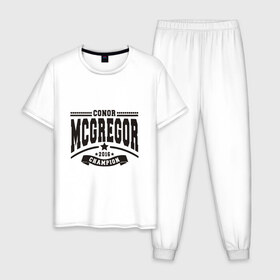 Мужская пижама хлопок с принтом Conor McGregor в Екатеринбурге, 100% хлопок | брюки и футболка прямого кроя, без карманов, на брюках мягкая резинка на поясе и по низу штанин
 | conor | mcgregor | mma | ufc | конор | макгрегор