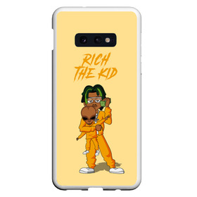 Чехол для Samsung S10E с принтом Rich The Kid в Екатеринбурге, Силикон | Область печати: задняя сторона чехла, без боковых панелей | Тематика изображения на принте: freshman | kid | plug | rap | rich | the | walk | богатый | волк | зе кид | инопланетянин | нло | плаг | ребенок | репер | рич | рэп | рэпер | фрешмен