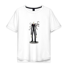Мужская футболка хлопок Oversize с принтом The Slender Man в Екатеринбурге, 100% хлопок | свободный крой, круглый ворот, “спинка” длиннее передней части | creepypasta | hooror | man | slender | slenderman | высокий | крипипаста | слендер | тонкий | тощий | ужасы | человек