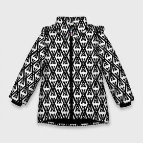 Зимняя куртка для девочек 3D с принтом THE ELDER SCROLLS в Екатеринбурге, ткань верха — 100% полиэстер; подклад — 100% полиэстер, утеплитель — 100% полиэстер. | длина ниже бедра, удлиненная спинка, воротник стойка и отстегивающийся капюшон. Есть боковые карманы с листочкой на кнопках, утяжки по низу изделия и внутренний карман на молнии. 

Предусмотрены светоотражающий принт на спинке, радужный светоотражающий элемент на пуллере молнии и на резинке для утяжки. | dovahkiin | dragonborn | fus ro dah | royal play | rpg | skyrim | tes | tes online | the elder scrolls | война | докавин | компьютерные игры | рпг