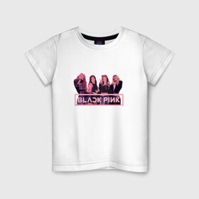 Детская футболка хлопок с принтом Black Pink в Екатеринбурге, 100% хлопок | круглый вырез горловины, полуприлегающий силуэт, длина до линии бедер | black pink | blackpink | square two | square up | дженни ким | лалиса манобан
