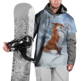 Накидка на куртку 3D с принтом Гордый лис в Екатеринбурге, 100% полиэстер |  | белый | зима | лес | лис | лиса | мех | оранжевый | охотник | природа | снег | хитрый