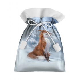 Подарочный 3D мешок с принтом Гордый лис в Екатеринбурге, 100% полиэстер | Размер: 29*39 см | белый | зима | лес | лис | лиса | мех | оранжевый | охотник | природа | снег | хитрый