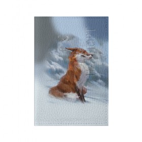 Обложка для паспорта матовая кожа с принтом Гордый лис в Екатеринбурге, натуральная матовая кожа | размер 19,3 х 13,7 см; прозрачные пластиковые крепления | белый | зима | лес | лис | лиса | мех | оранжевый | охотник | природа | снег | хитрый