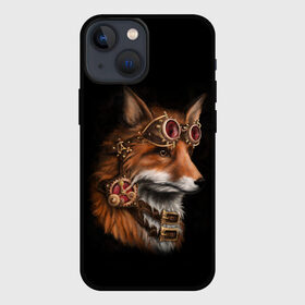 Чехол для iPhone 13 mini с принтом КОРОЛЕВСКИЙ ЛИС | KING FOX в Екатеринбурге,  |  | белый | золото | лис | лиса | мех | оранжевый | охотник | очки | ремень | хитрый