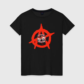 Женская футболка хлопок с принтом Монгол Шуудан в Екатеринбурге, 100% хлопок | прямой крой, круглый вырез горловины, длина до линии бедер, слегка спущенное плечо | монгол шуудан анархия анархо рок рок панк