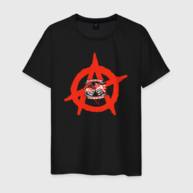 Мужская футболка хлопок с принтом Монгол Шуудан в Екатеринбурге, 100% хлопок | прямой крой, круглый вырез горловины, длина до линии бедер, слегка спущенное плечо. | монгол шуудан анархия анархо рок рок панк