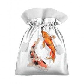 Подарочный 3D мешок с принтом Приношу удачу в Екатеринбурге, 100% полиэстер | Размер: 29*39 см | вода | золотые | рыбы | счастье | удача