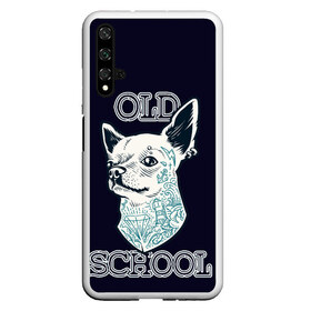 Чехол для Honor 20 с принтом Old school Chihuahua в Екатеринбурге, Силикон | Область печати: задняя сторона чехла, без боковых панелей | chihuahua | dog | old school | tattoo | олдскул | собака | тату | чихуахуа