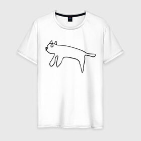 Мужская футболка хлопок с принтом Кот маминой подруги в Екатеринбурге, 100% хлопок | прямой крой, круглый вырез горловины, длина до линии бедер, слегка спущенное плечо. | кот | котик | мем | прикол | рисунок