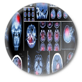 Значок с принтом неврология в Екатеринбурге,  металл | круглая форма, металлическая застежка в виде булавки | 