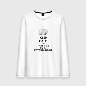 Мужской лонгслив хлопок с принтом Keep calm в Екатеринбурге, 100% хлопок |  | psychologist | психиатр | психиатрия | психолог | психотерапевт